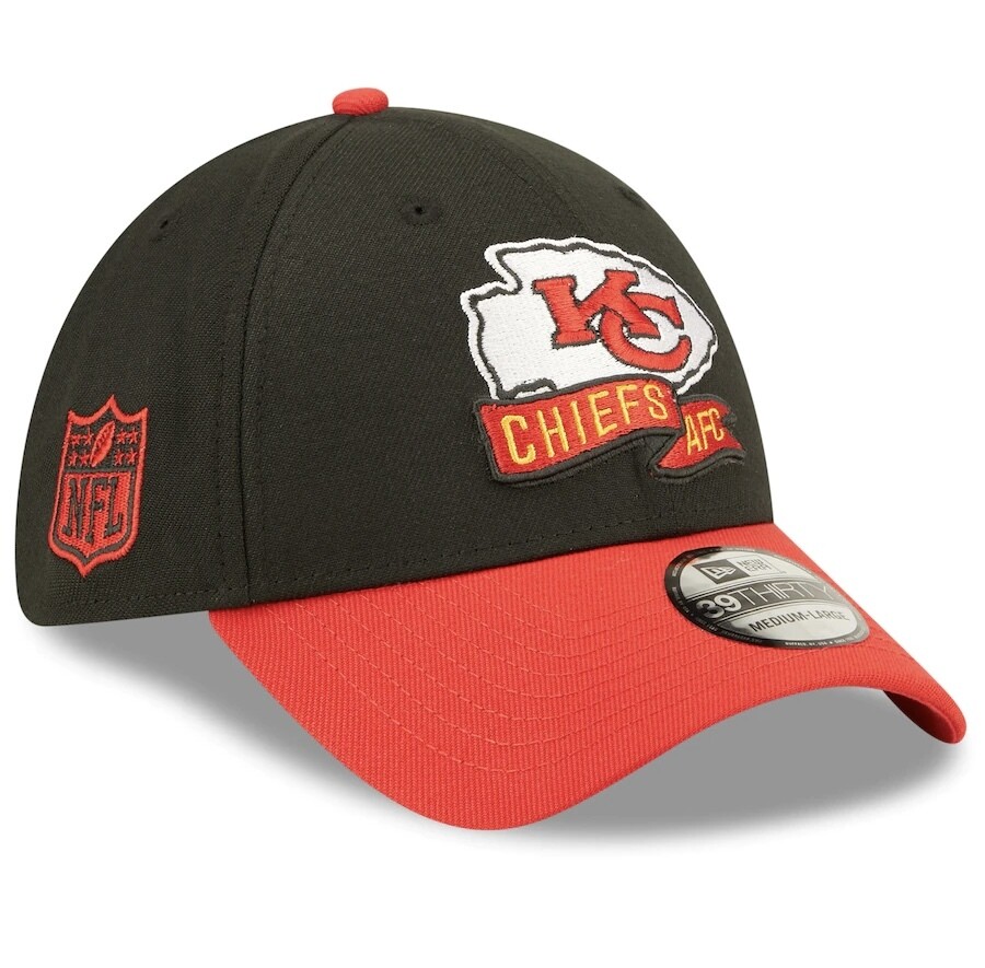 Kansas City Chiefs Men’s Black New Era 39Thirty  Sideline Official Coach Flex Fit Hat