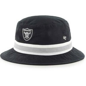 Las Vegas Raiders 47 Brand Black Gray Striped Bucket Hat