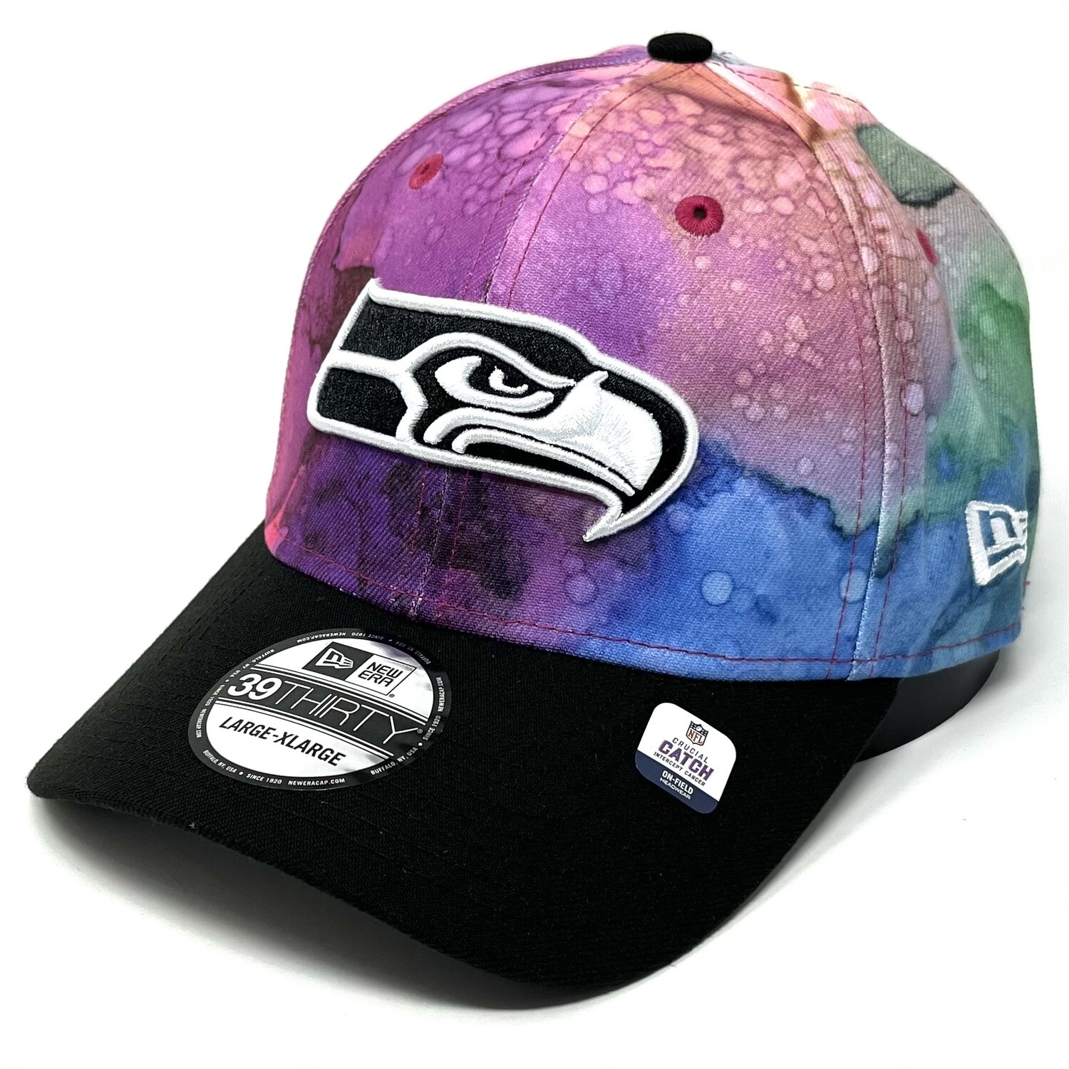 Seattle Seahawks Men's New Era 39Thirty Ink Dye Crucial Catch Fitted Hat