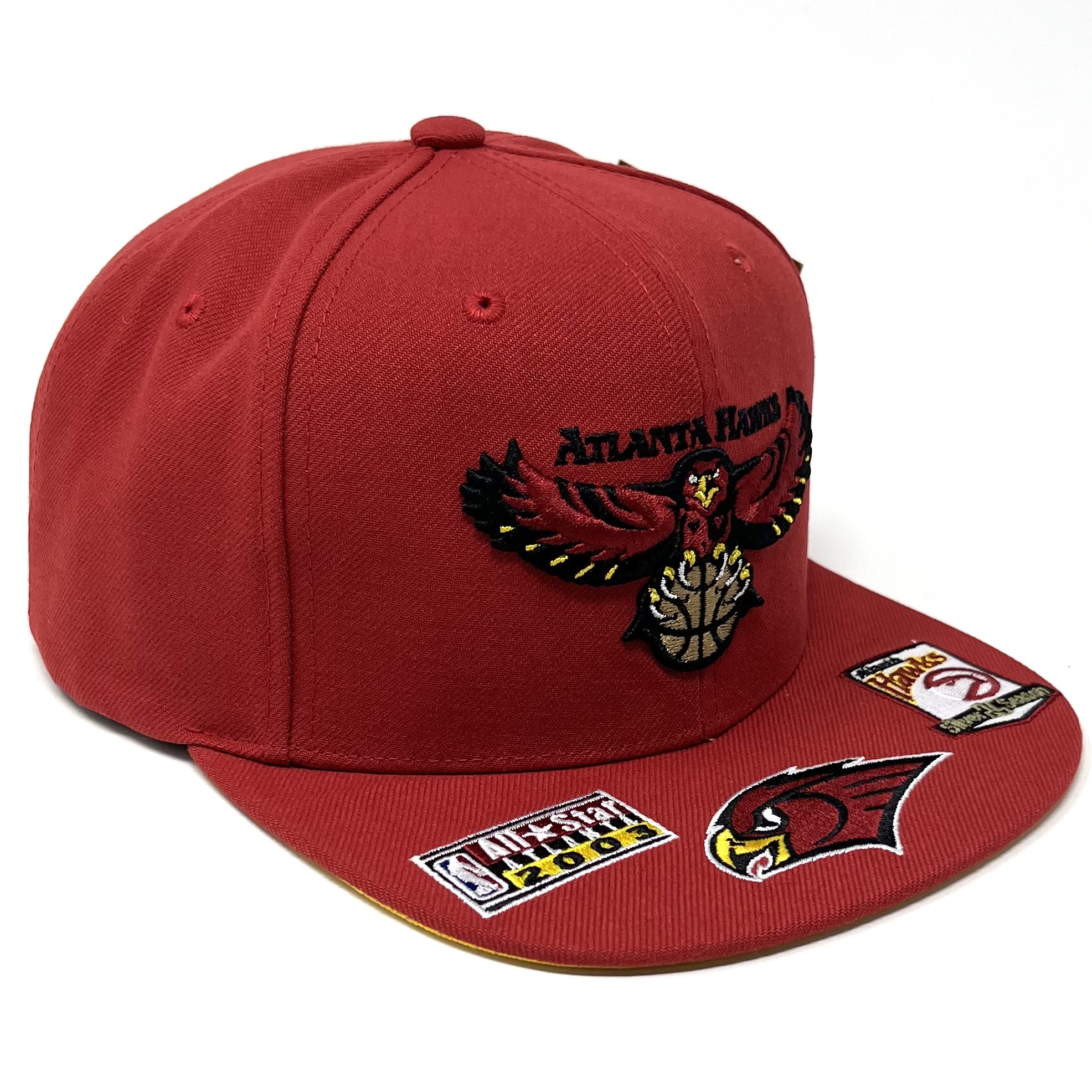 Mitchell & Ness Mens NBA Atlanta Hawks Swingman Pop HWC Snapback Hats  6HSSMM21036-AHARED1 Red ,Yellow Brim