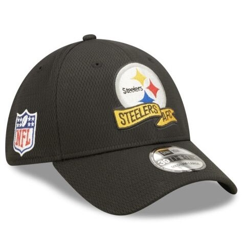 Pittsburgh Steelers Men’s Black New Era 39Thirty  Sideline Official Coach Flex Fit Hat