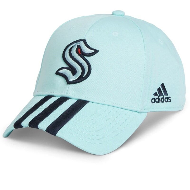 Seattle Kraken Men's Striped Blue Ice Adidas Adjustable Hat