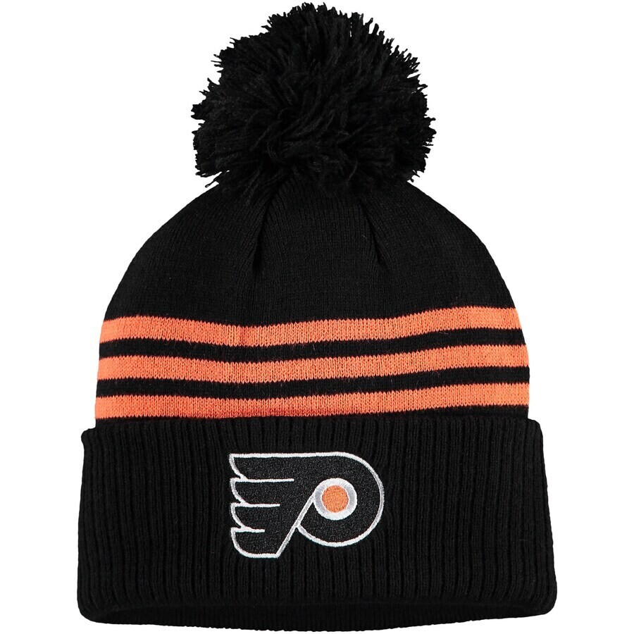 Philadelphia Flyers Men's Adidas Striped Cuffed Pom Knit Hat