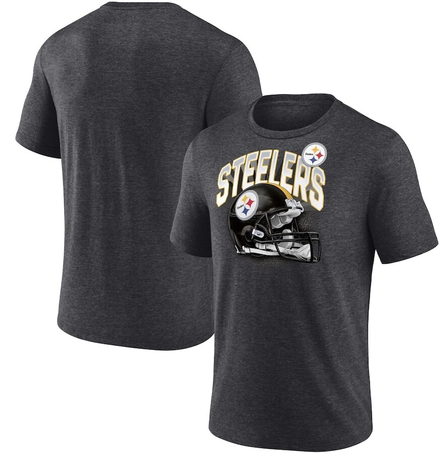 Pittsburgh Steelers Men’s Fanatics Branded Heathered Charcoal End Around Tri-Blend T-Shirt