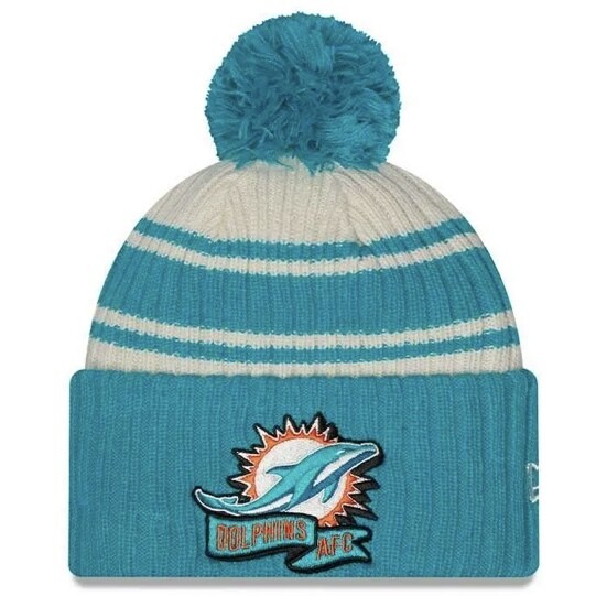 Miami Dolphins Men’s New Era Sideline Cuffed Pom Knit Hat