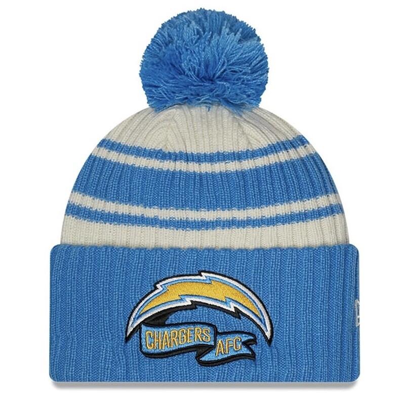Los Angeles Chargers Men’s New Era Sideline Cuffed Pom Knit Hat