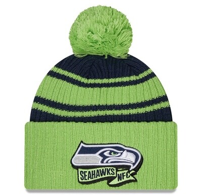 Seattle Seahawks Men’s New Era Sideline Cuffed Pom Knit Hat Seattle Seahawks Men’s New Era Sideline Cuffed Pom Knit Hat