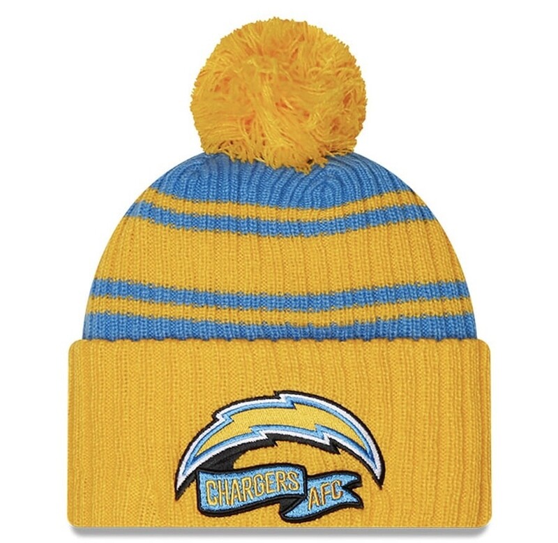 Los Angeles Chargers Men’s New Era Sideline Cuffed Pom Knit Hat