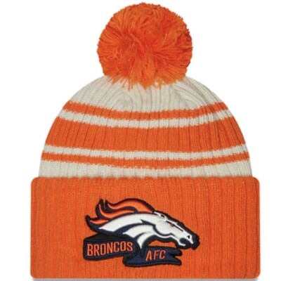 Denver Broncos Men’s New Era Sideline Cuffed Pom Knit Hat Denver Broncos Men’s New Era Sideline Cuffed Pom Knit Hat