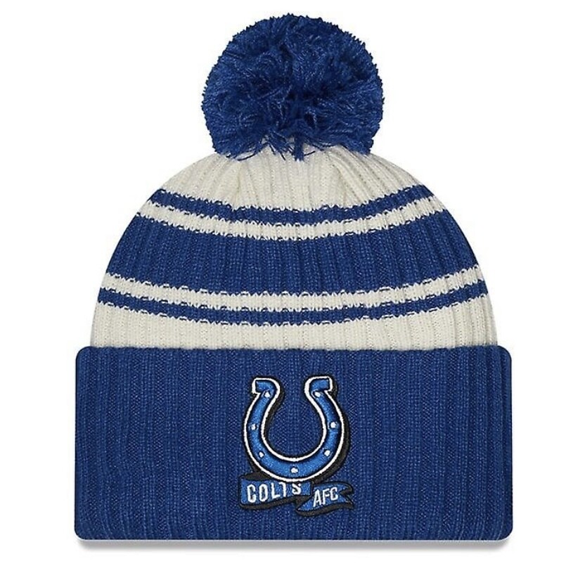 Indianapolis Colts Men’s New Era Sideline Cuffed Pom Knit Hat
