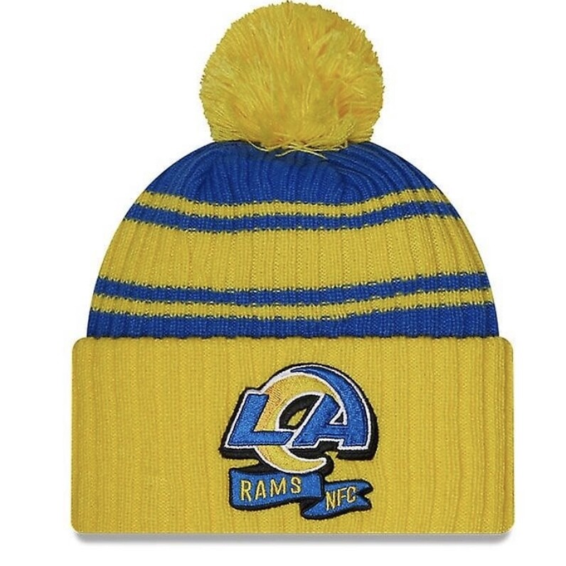 Los Angeles Rams Men’s New Era Sideline Cuffed Pom Knit Hat