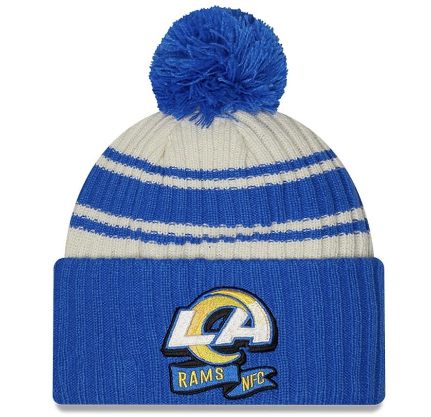 Los Angeles Rams Men’s New Era Sideline Cuffed Pom Knit Hat