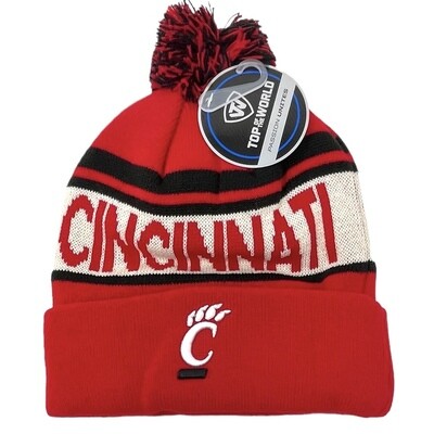 Cincinnati Bearcats Men's Top of the World Cuffed Pom Knit Hat