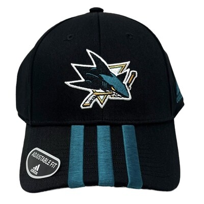 San Jose Sharks Men's Striped Adidas Adjustable Hat