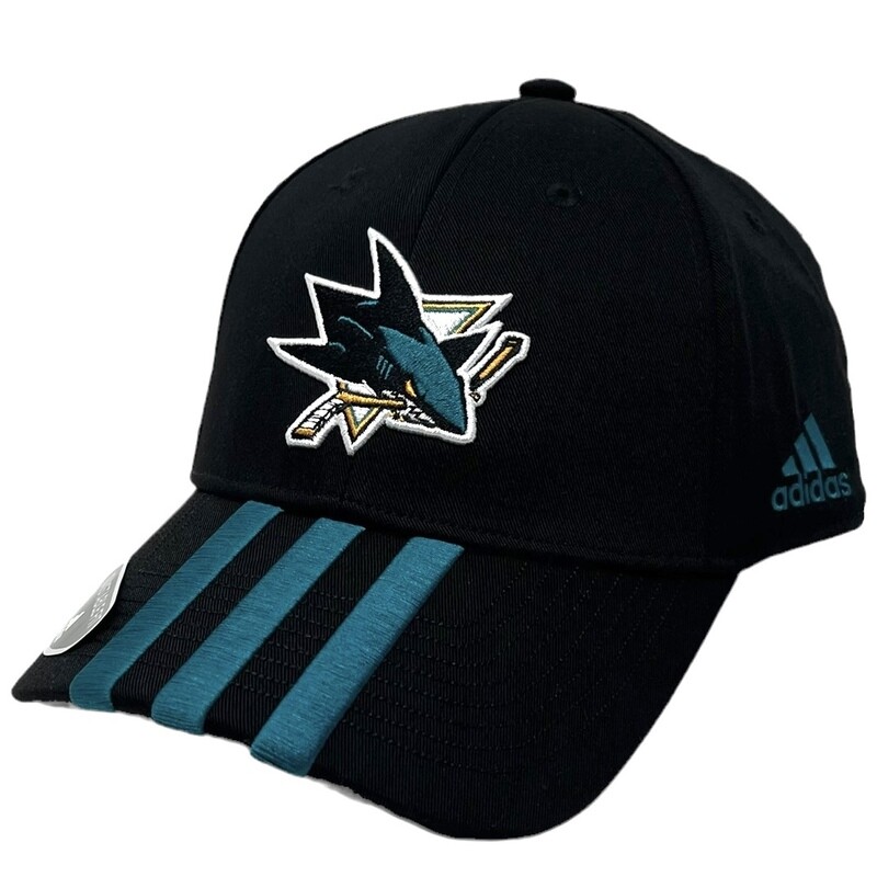 San Jose Sharks Men's Striped Adidas Adjustable Hat