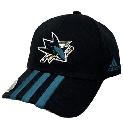 San Jose Sharks Men's Striped Adidas Adjustable Hat