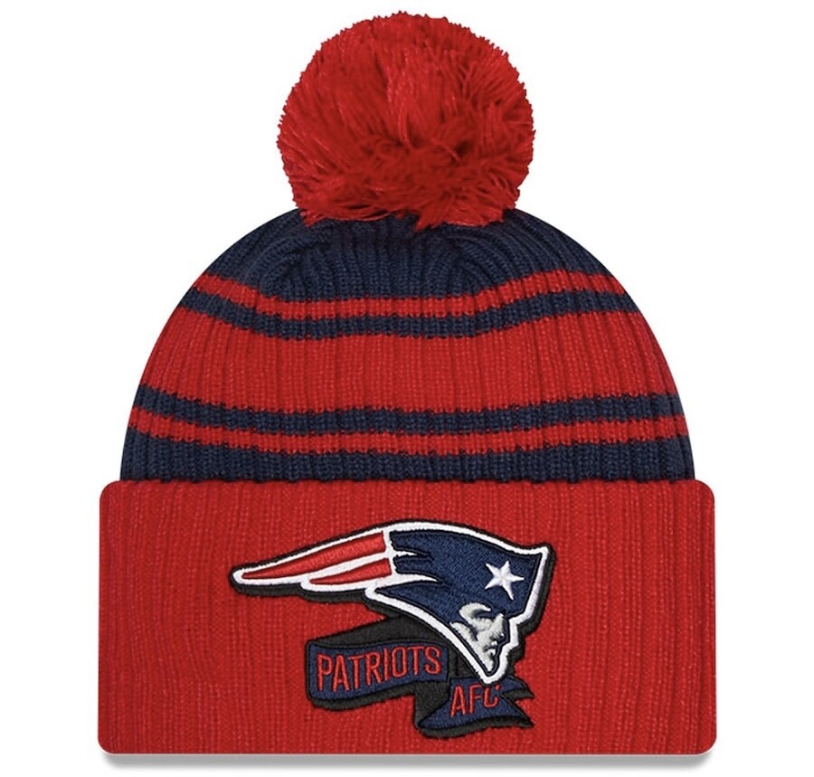 New England Patriots Men’s New Era Sideline Cuffed Pom Knit Hat