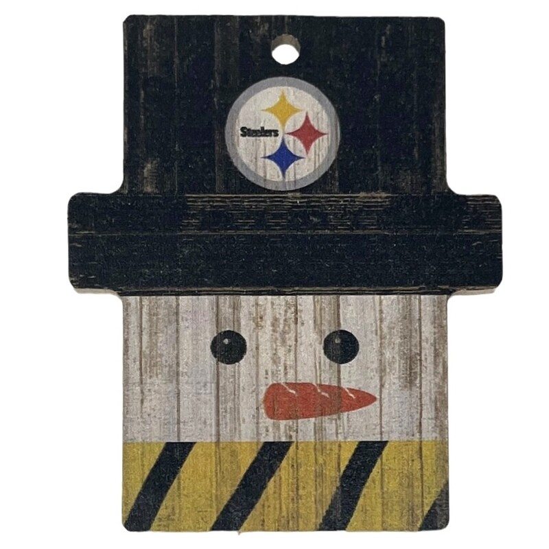 Pittsburgh Steelers Christmas Wood Snowman Ornament