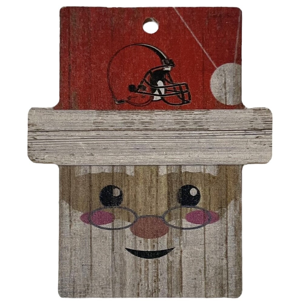 Cleveland Browns Christmas Wood Santa Ornament