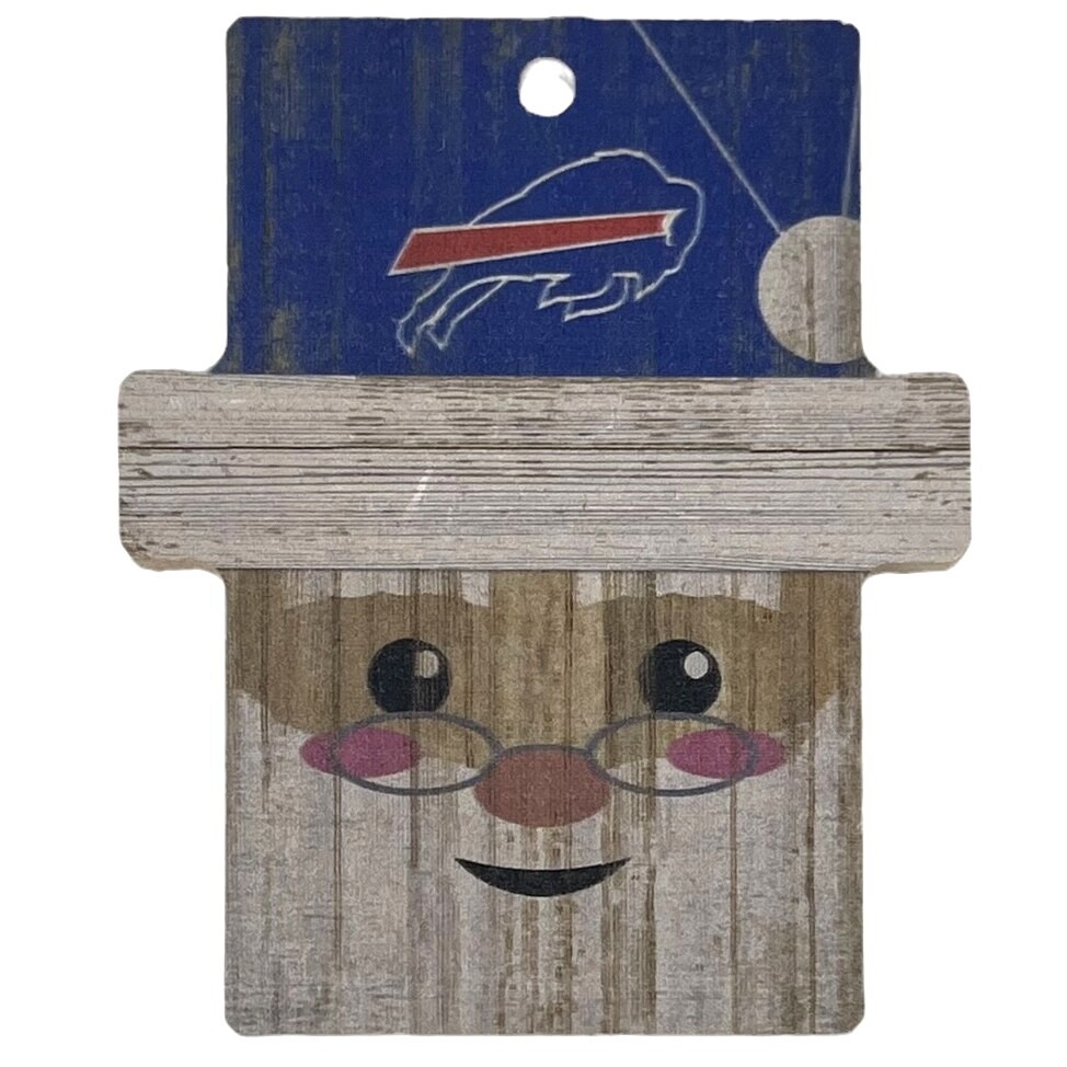 Buffalo Bills Christmas Wood Santa Ornament