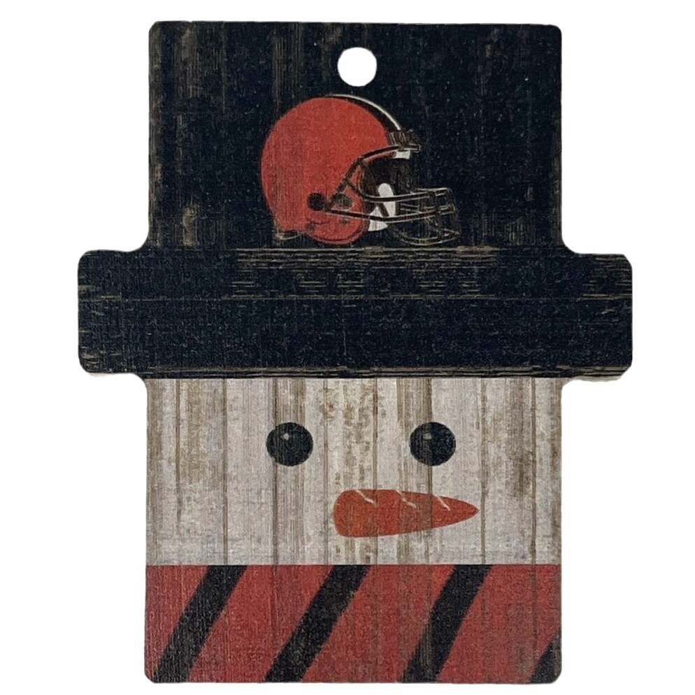 Cleveland Browns Christmas Wood Snowman Ornament