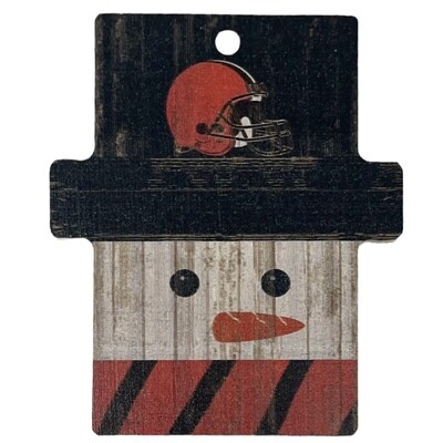 Cleveland Browns Christmas Wood Snowman Ornament