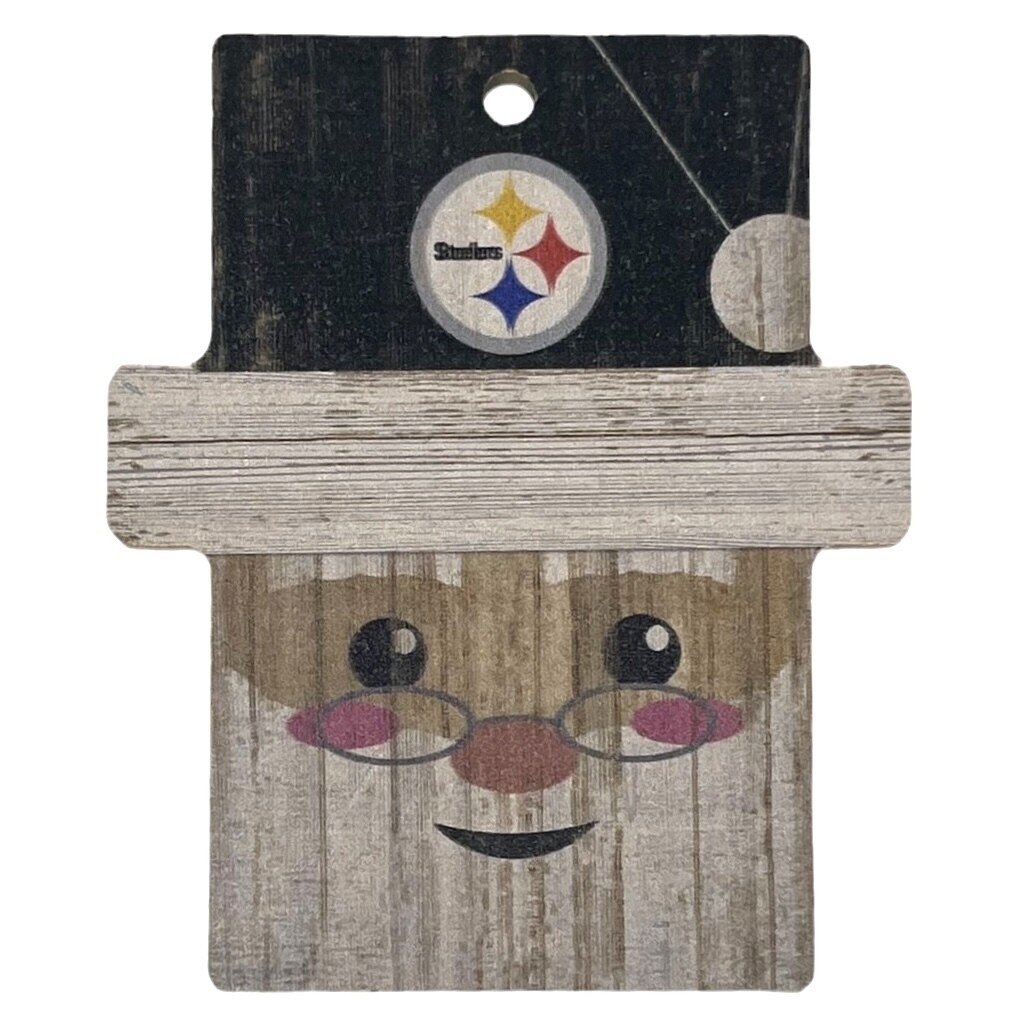 Pittsburgh Steelers Christmas Wood Santa Ornament