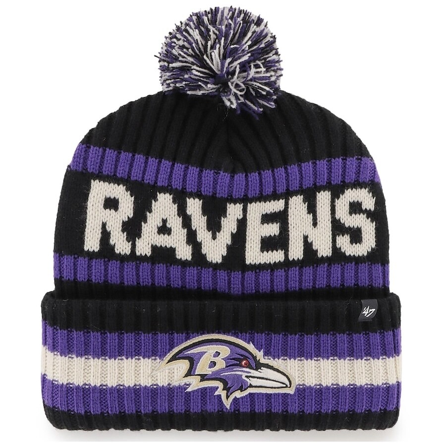 Baltimore Ravens Men’s 47 Bering Cuffed Pom Knit Hat