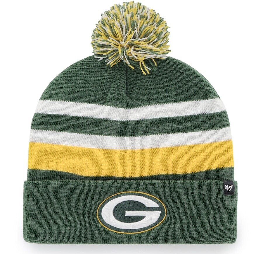 Green Bay Packers Men's 47 Brand State Line Cuffed Pom Knit Hat