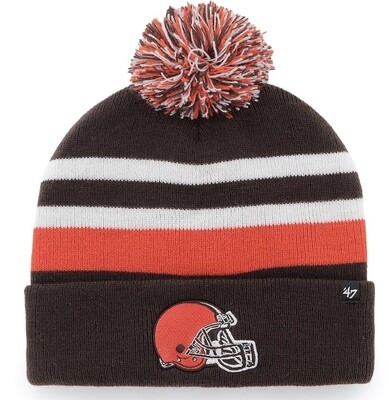Cleveland Browns Men's 47 Brand State Line Cuffed Pom Knit Hat Cleveland Browns Men's 47 Brand State Line Cuffed Pom Knit Hat
