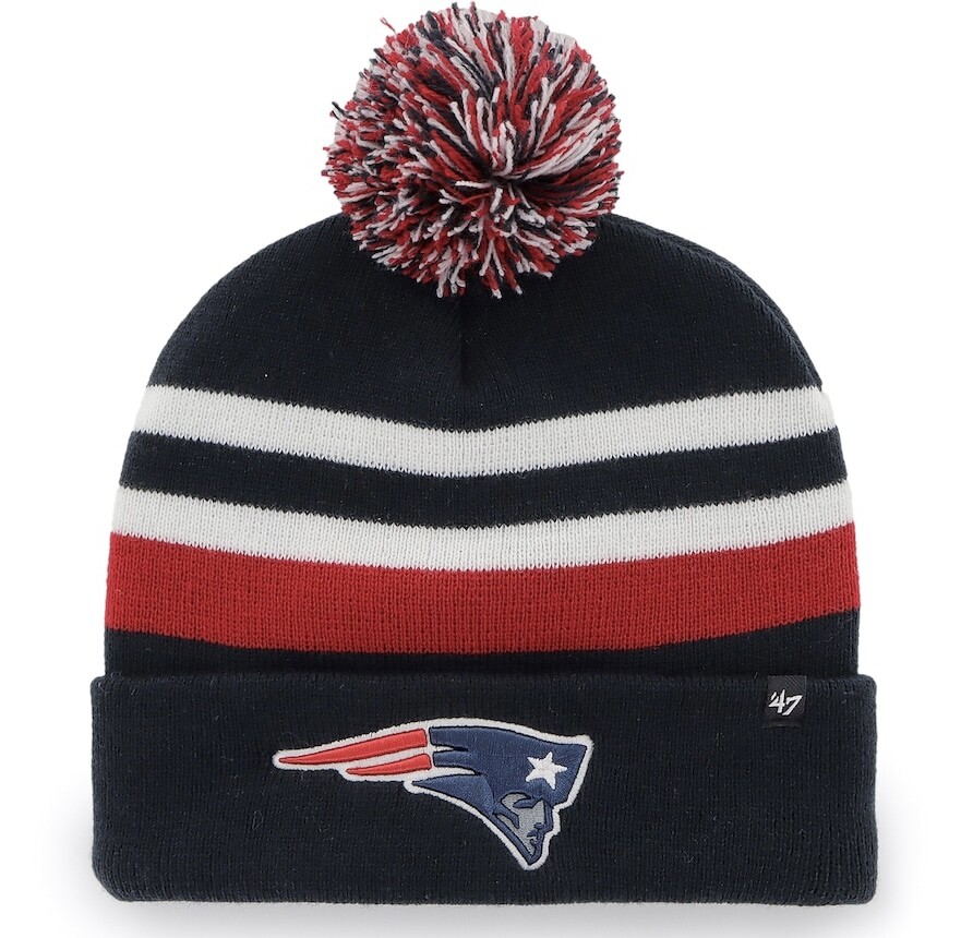 New England Patriots Men's 47 Brand State Line Cuffed Pom Knit Hat