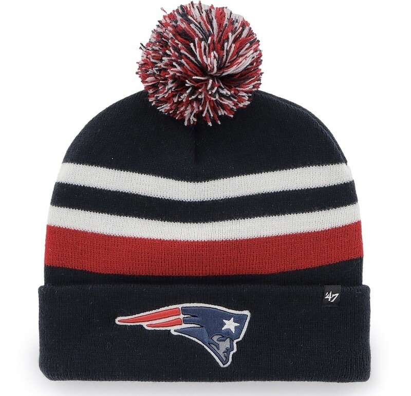 New England Patriots Men's 47 Brand State Line Cuffed Pom Knit Hat
