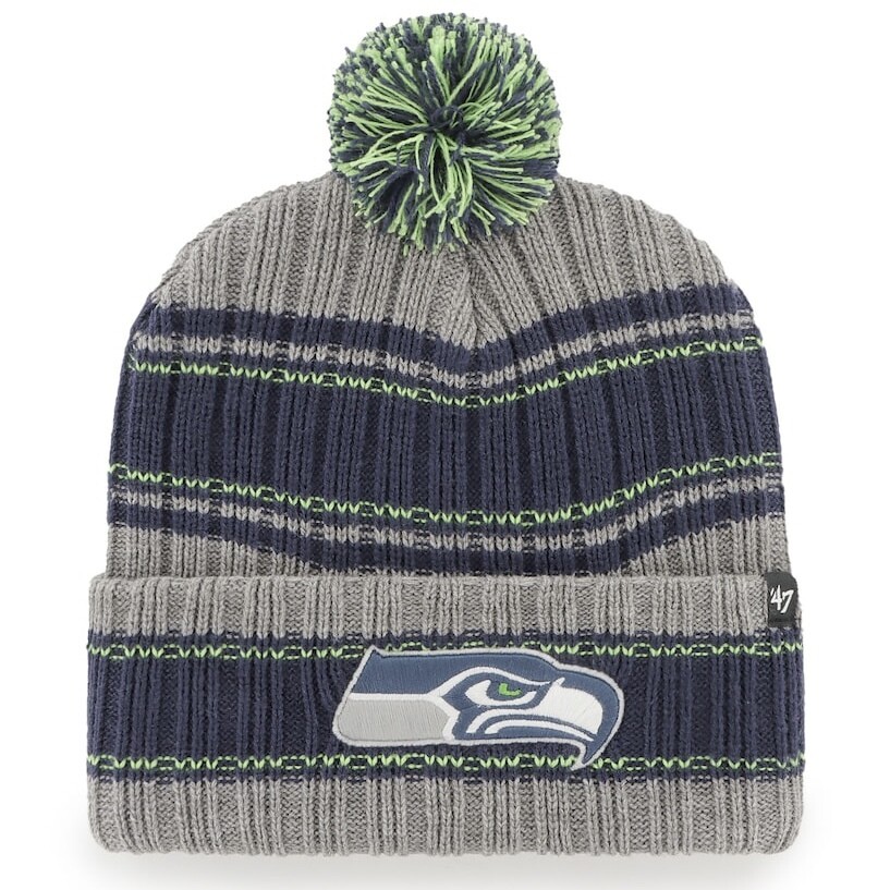 Seattle Seahawks Men's 47 Graphite Rexford Cuffed Pom Knit Hat