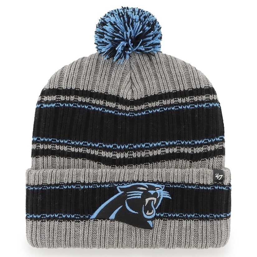 Carolina Panthers Men's 47 Graphite Rexford Cuffed Pom Knit Hat