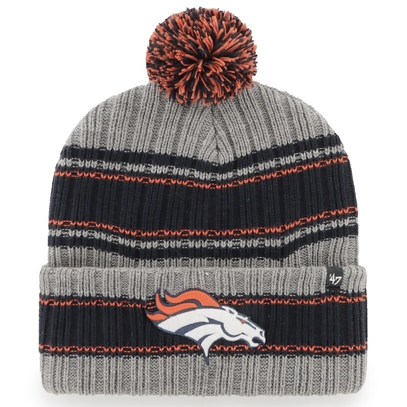 Denver Broncos Men's 47 Graphite Rexford Cuffed Pom Knit Hat