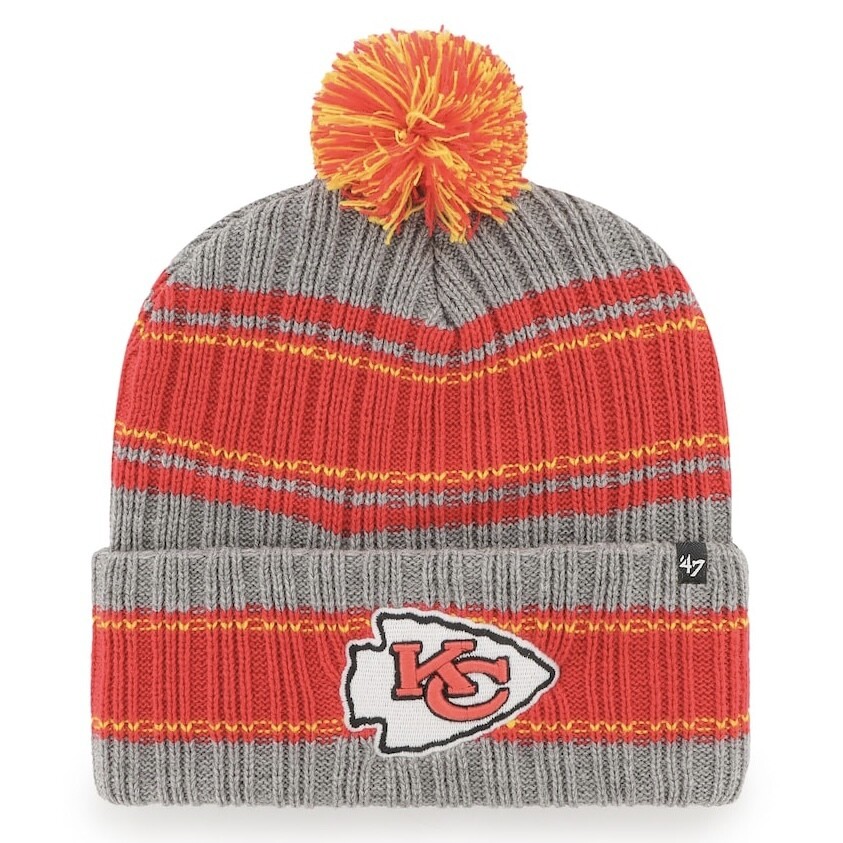 Kansas City Chiefs Graphite Rexford Cuffed Pom Knit Hat