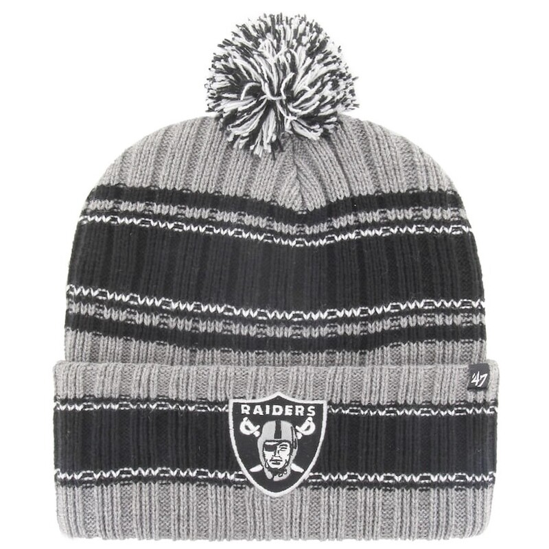 Las Vegas Raiders Men's 47 Graphite Rexford Cuffed Pom Knit Hat
