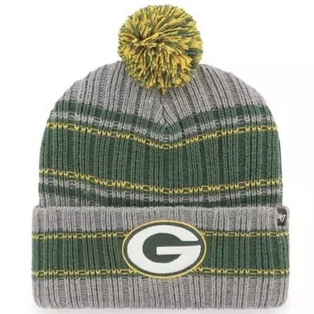 Green Bay Packers Men's 47 Graphite Rexford Cuffed Pom Knit Hat