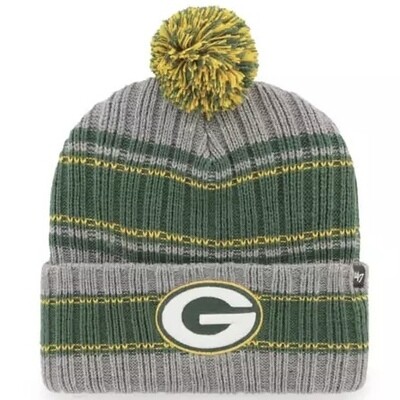 Green Bay Packers Men's 47 Graphite Rexford Cuffed Pom Knit Hat Green Bay Packers Men's 47 Graphite Rexford Cuffed Pom Knit Hat