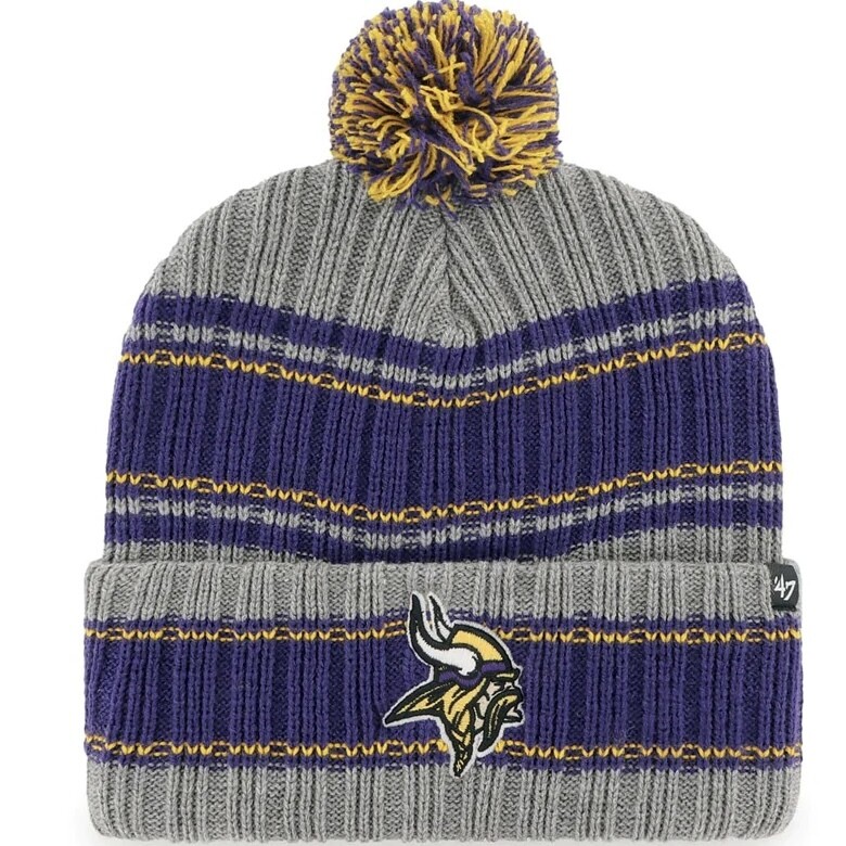 Minnesota Vikings Men's 47 Graphite Rexford Cuffed Pom Knit Hat