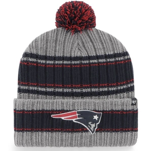 New England Patriots Men's 47 Graphite Rexford Cuffed Pom Knit Hat
