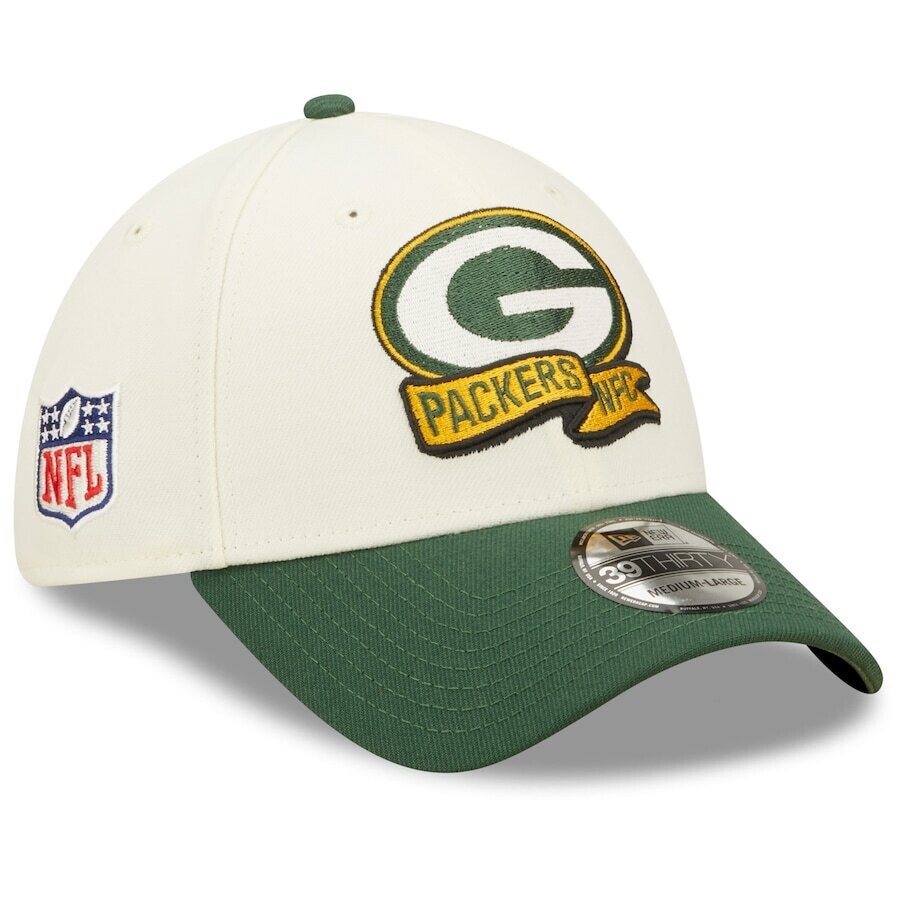 Green Bay Packers Men’s Cream New Era 39Thirty  Sideline Official Coach Flex Fit Hat