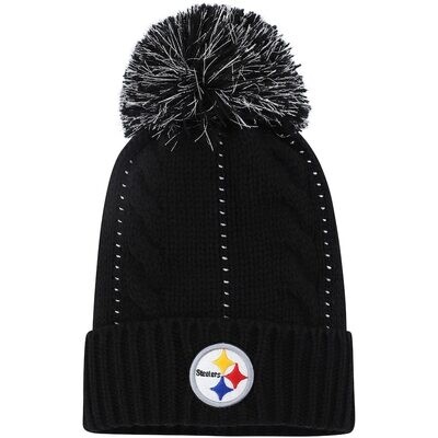Pittsburgh Steelers Women's 47 Black Bauble Cuffed Knit Hat with Pom