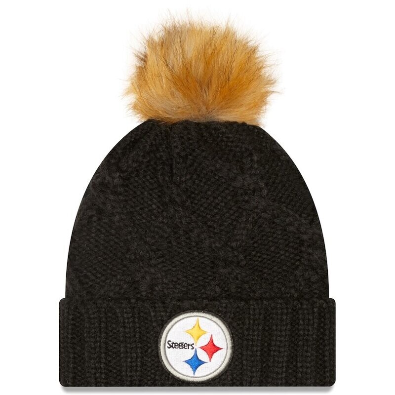 Pittsburgh Steelers Women’s New Era Black Luxe Cuffed Pom Knit Hat