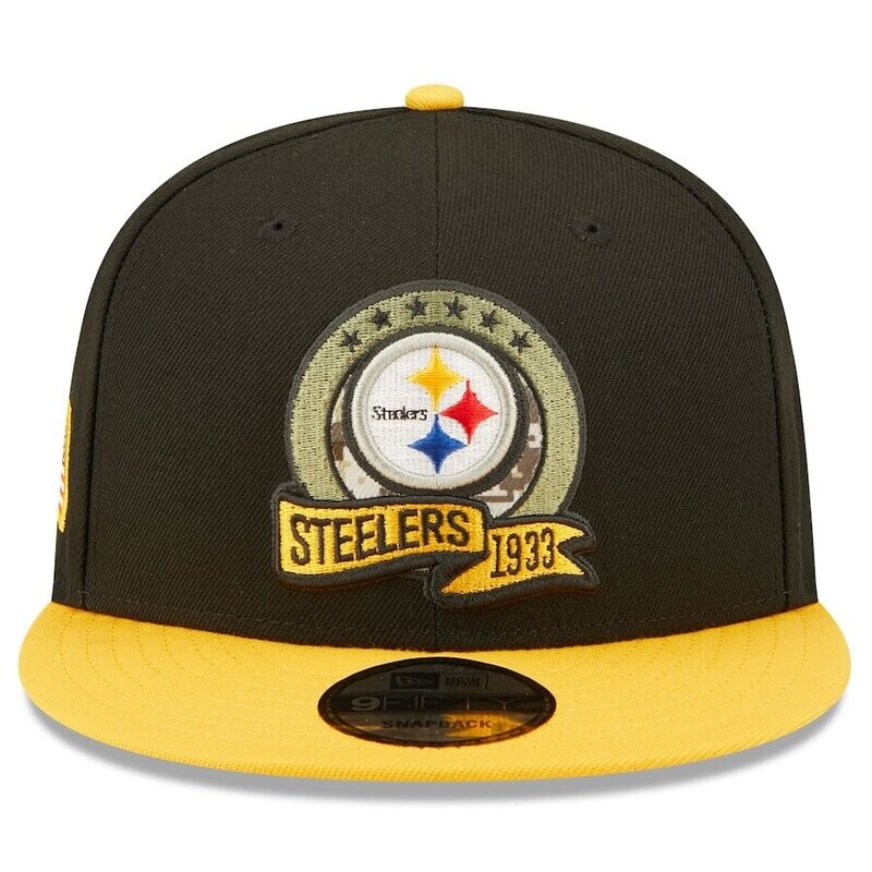 Pittsburgh Steelers Men’s New Era Black/Yellow Salute To Service 9FIFTY Snapback Hat