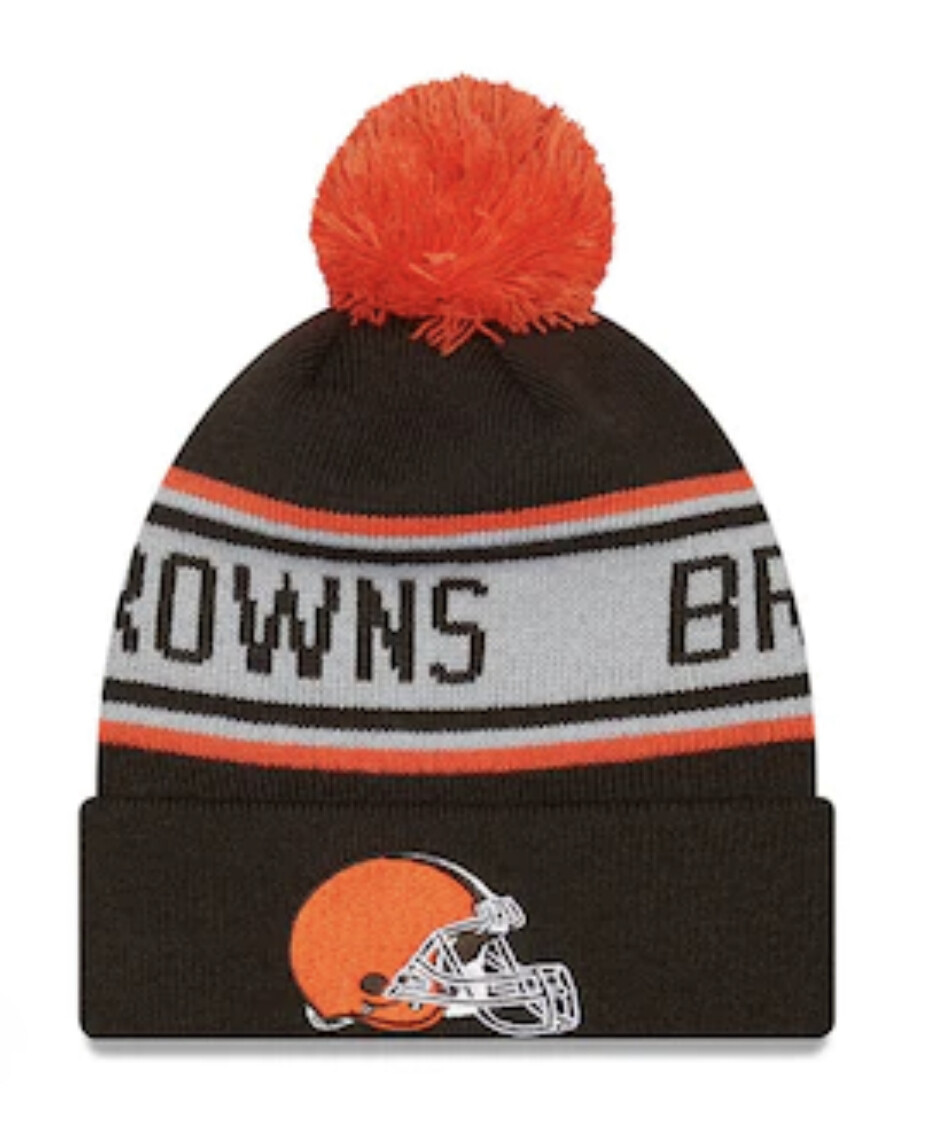 Cleveland Browns Men's New Era Cuffed Pom Repeat Knit Hat