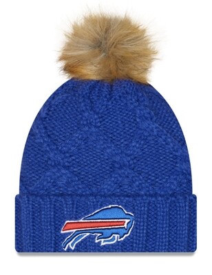 Buffalo Bills Women’s New Era Blue Luxe Snowy Cuffed Pom Knit Hat