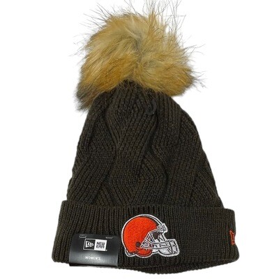Cleveland Browns Women’s New Era Luxe Snowy Cuffed Pom Knit Hat
