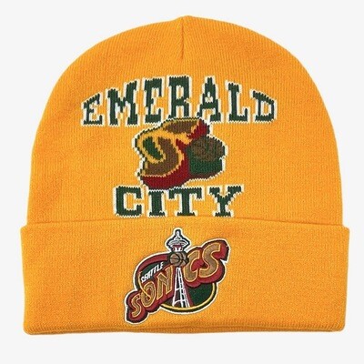 Seattle SuperSonics Men’s Mitchell & Ness Yellow Team Origins Knit Hat