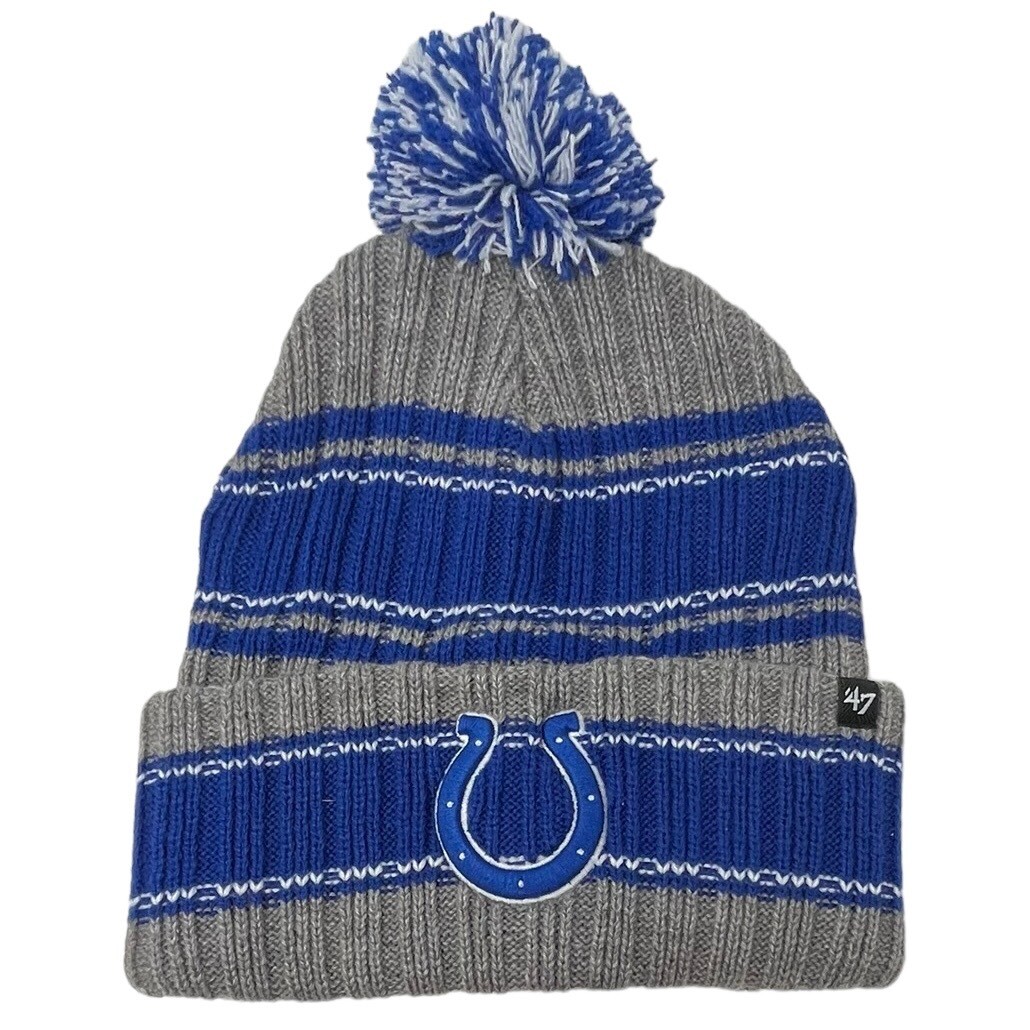 Indianapolis Colts Men's 47 Graphite Rexford Cuffed Pom Knit Hat